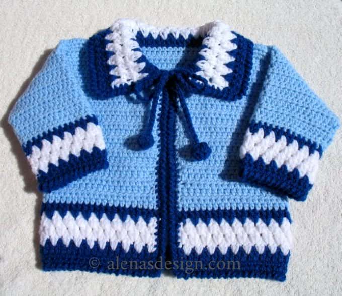 Blue Baby Jacket Crochet Pattern 046 - Alena's Design
