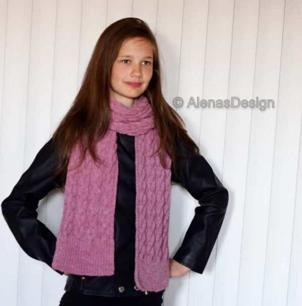 Cabled Scarf Knitting Pattern 263 - Alena's Design