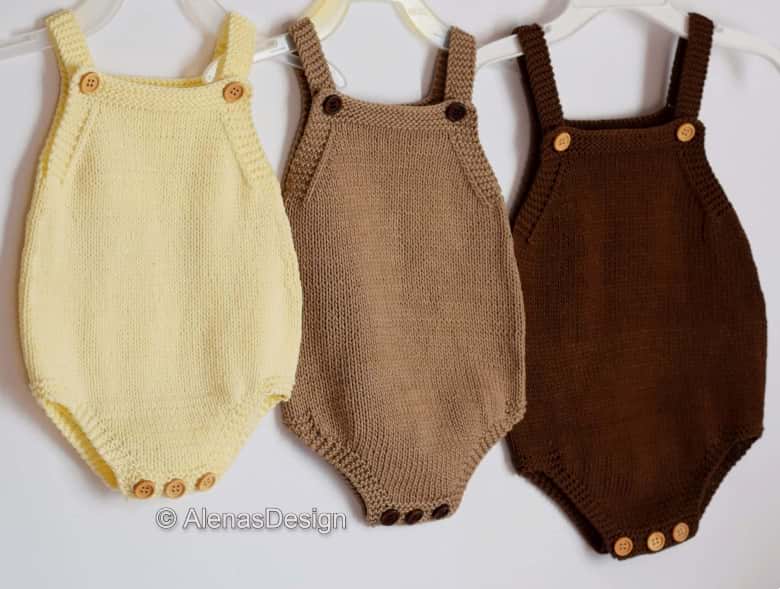 Basic Baby Romper Knitting Pattern - Alena's Design